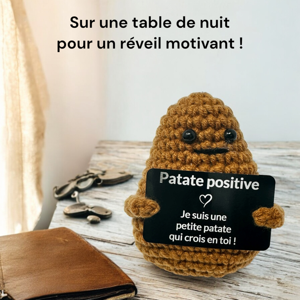 Poupée Pomme De Terre Positive - Peluche Tricotée Avec Carte Porte-Bonheur